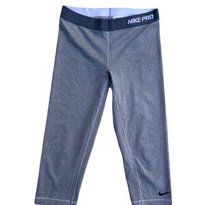 NIKE PRO Fitted Capri Leggings Pants Women's MEDIUM Grey Exercise Gym​​​​​​